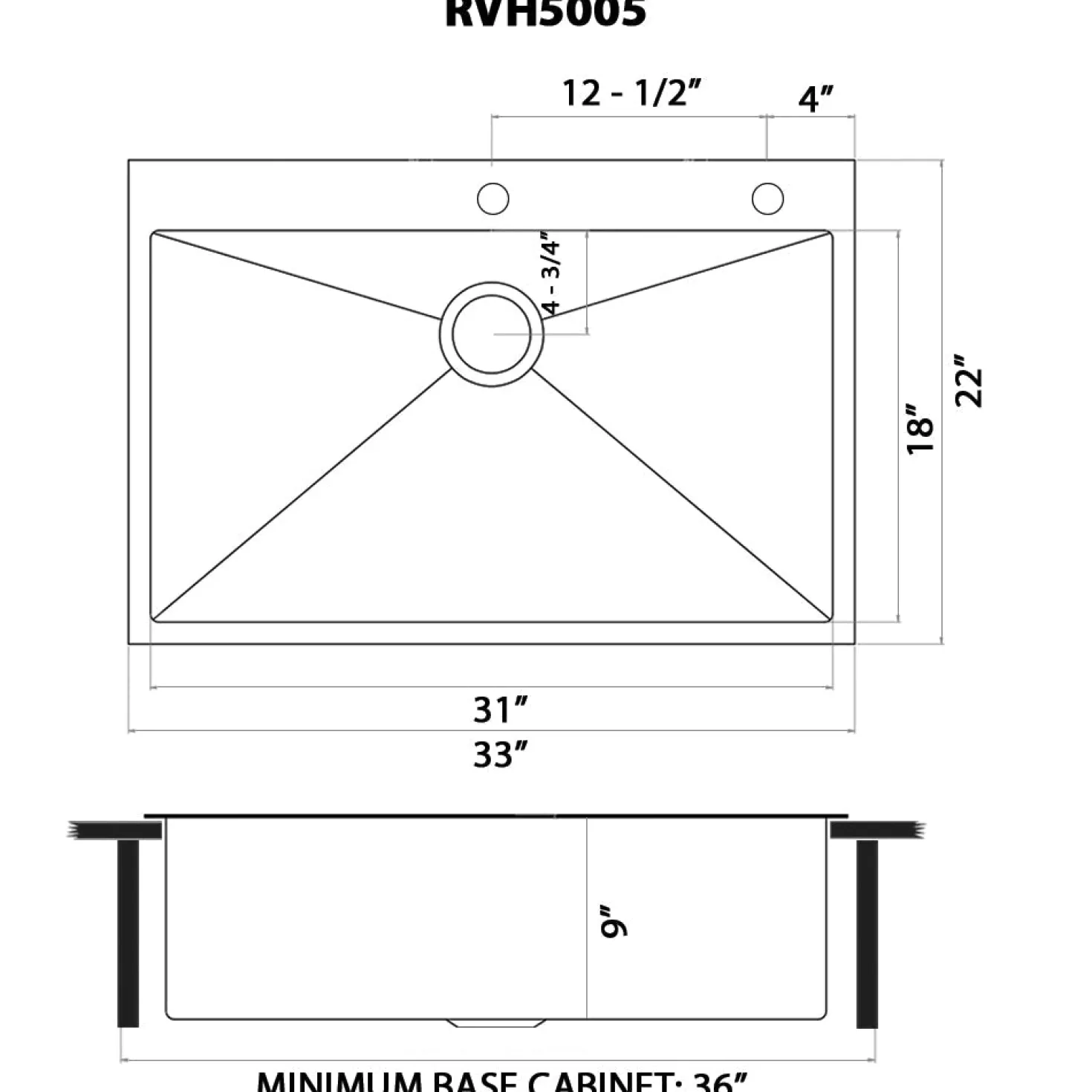 Ruvati 33" x 22" Matte Gold Stainless Steel Topmount Single Bowl Kitchen Sink