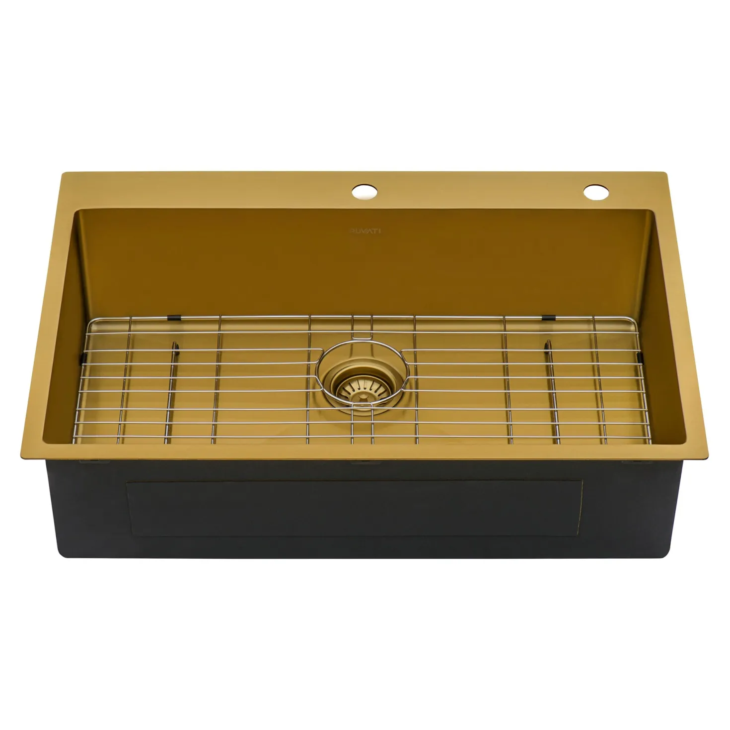 Ruvati 33" x 22" Matte Gold Stainless Steel Topmount Single Bowl Kitchen Sink