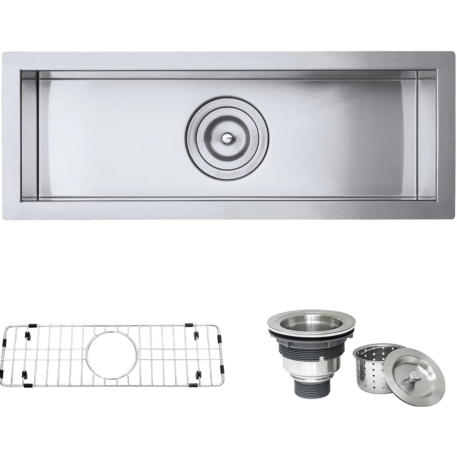 Ruvati 23" x 8" Narrow Trough Undermount 16 Gauge Stainless Steel Single Bowl Bar Prep Sink