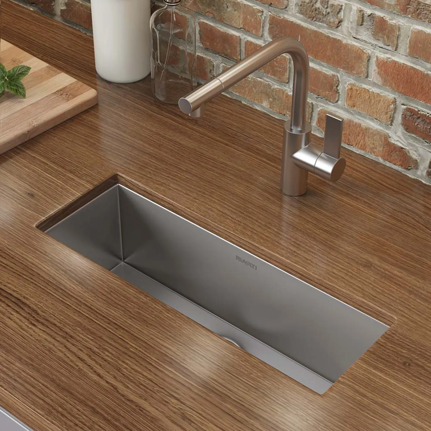 Ruvati 23" x 8" Narrow Trough Undermount 16 Gauge Stainless Steel Single Bowl Bar Prep Sink