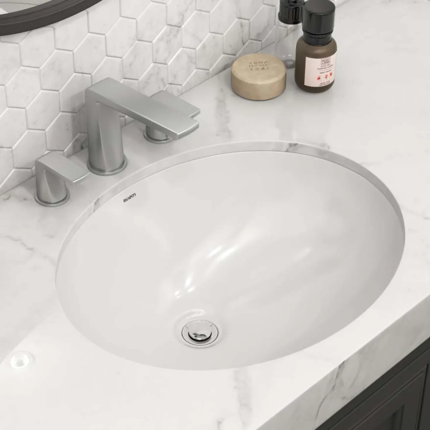 Ruvati 15" x 12" Oval Undermount Bathroom Sink in White