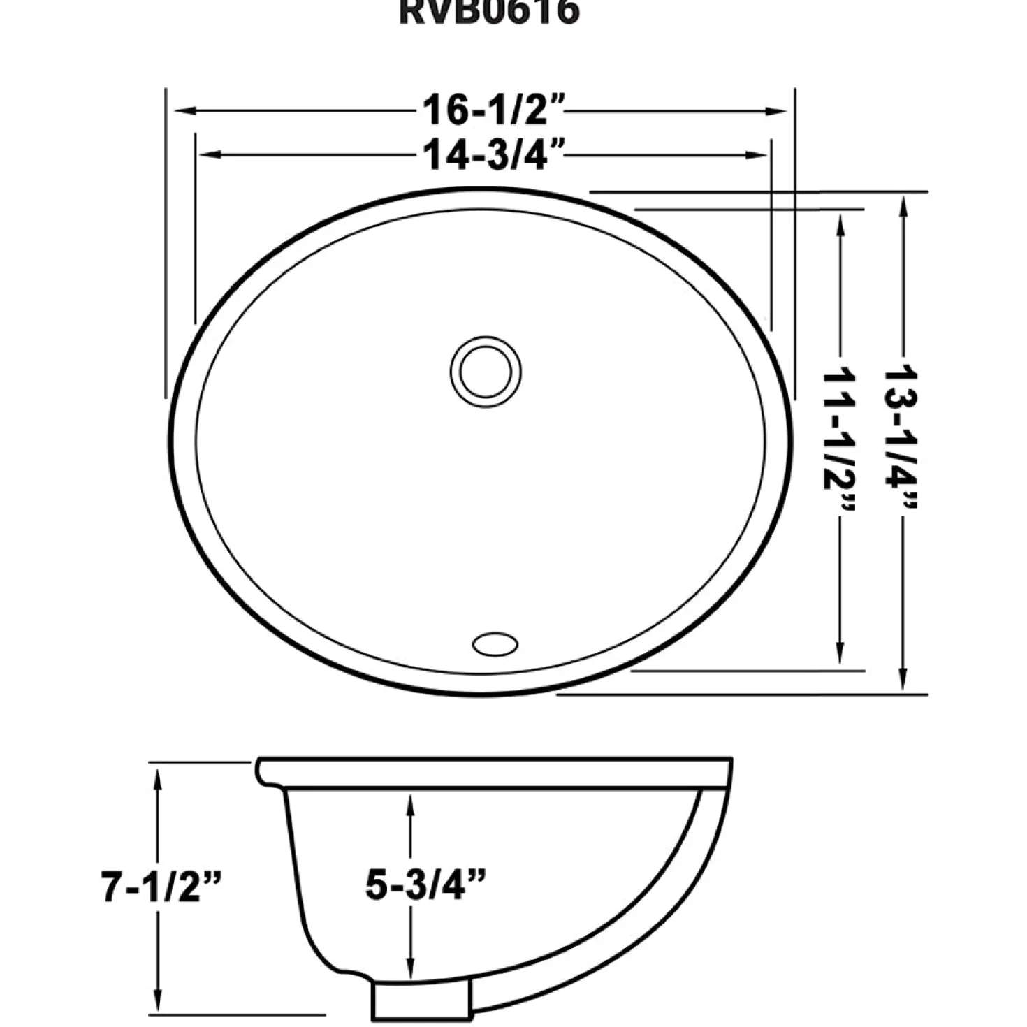 Ruvati 15" x 12" Oval Undermount Bathroom Sink in White