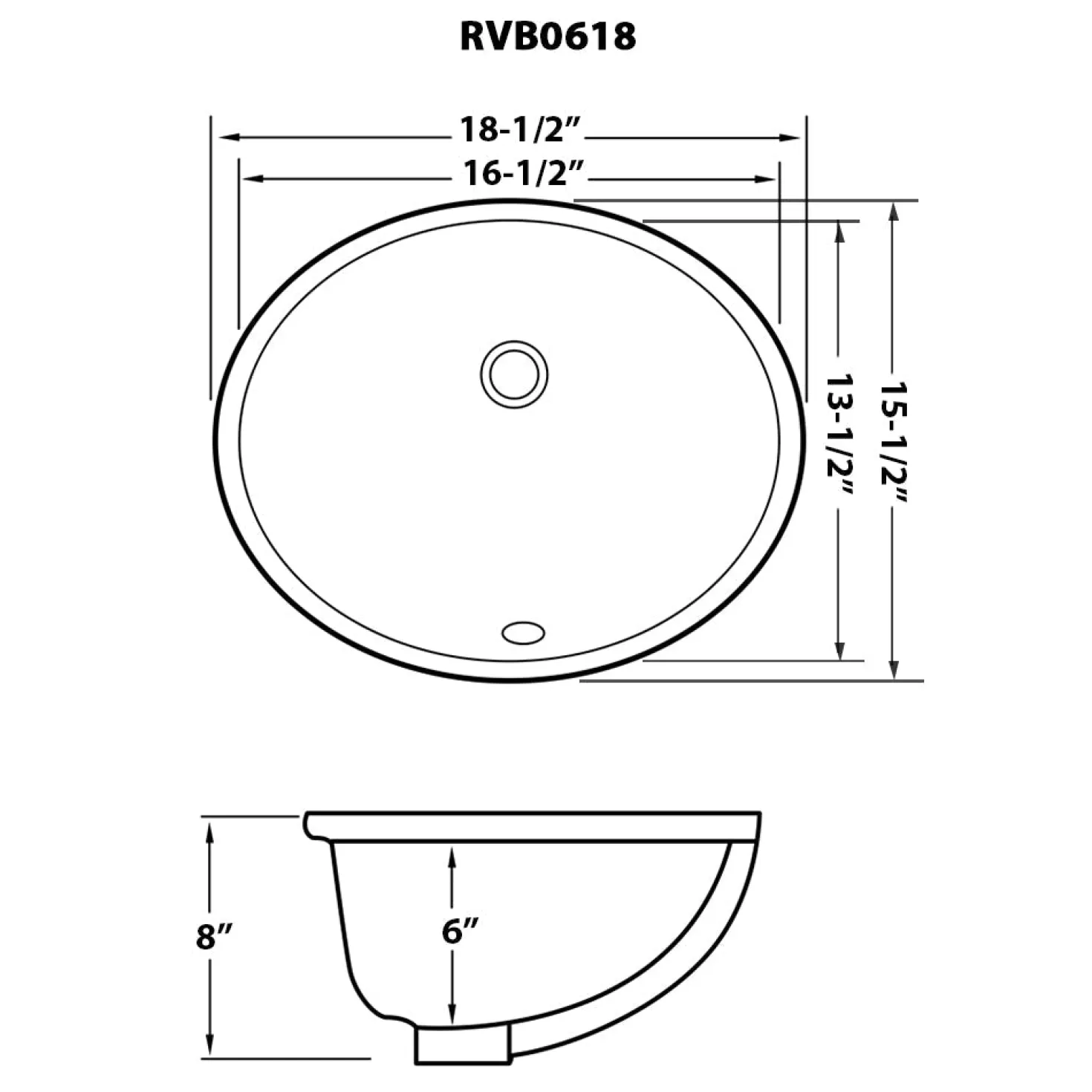 Ruvati 16" x 13" Oval Undermount Bathroom Sink in White