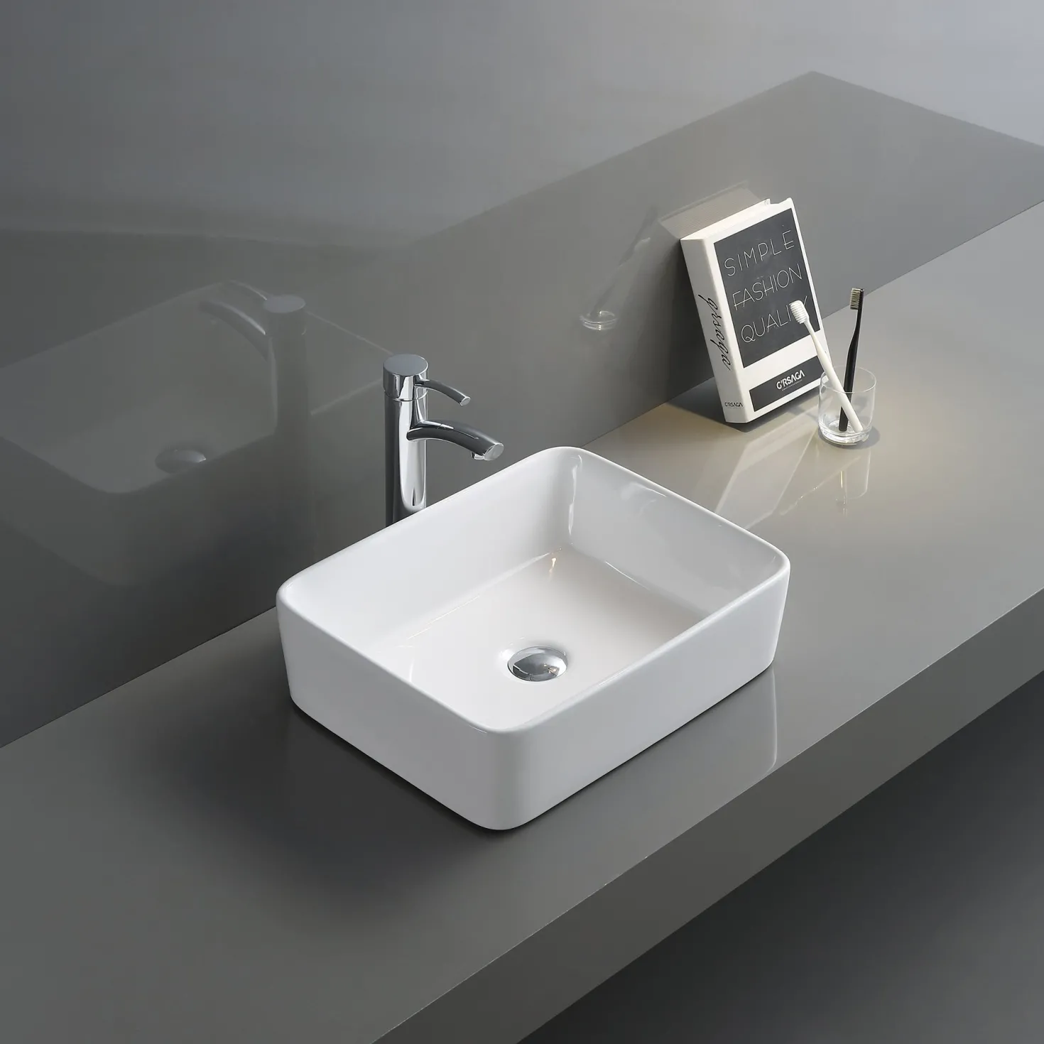 Ruvati 19" x 14" Rectangular Bathroom Vessel Sink in White