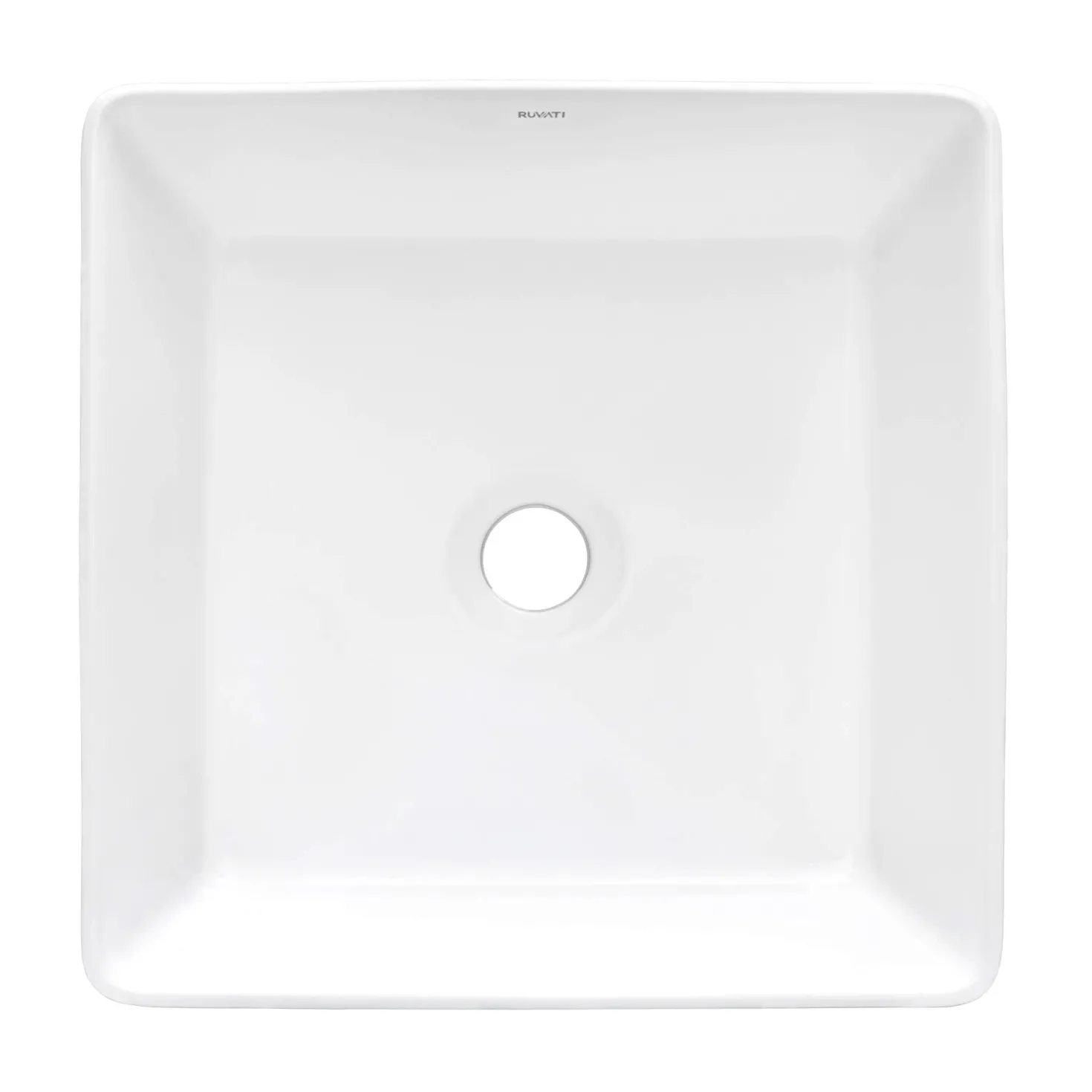Ruvati 15" x 15" Square Bathroom Vessel Sink in White