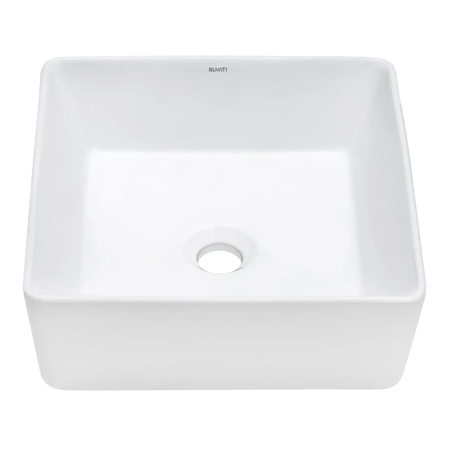 Ruvati 15" x 15" Square Bathroom Vessel Sink in White