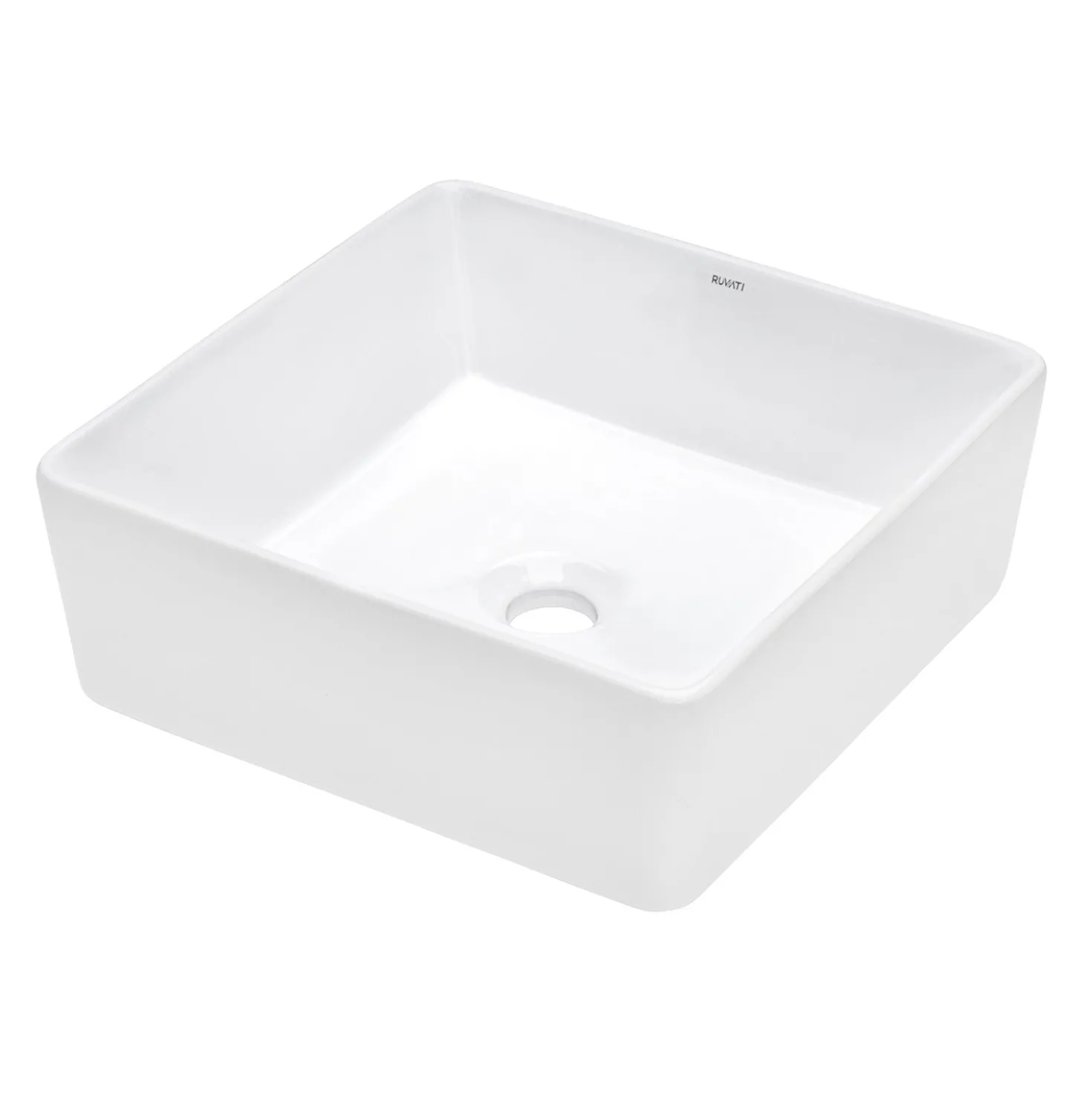 Ruvati 15" x 15" Square Bathroom Vessel Sink in White