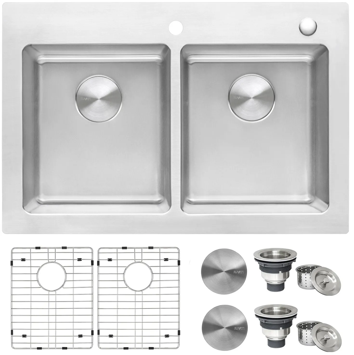 Ruvati 33" x 22" Topmount 50/50 Double Bowl 16 Gauge Stainless Steel Kitchen Sink