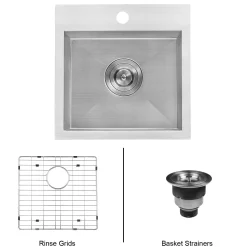 Ruvati 15 x 15" Topmount 16 Gauge Stainless Steel Single Bowl Bar Prep Sink