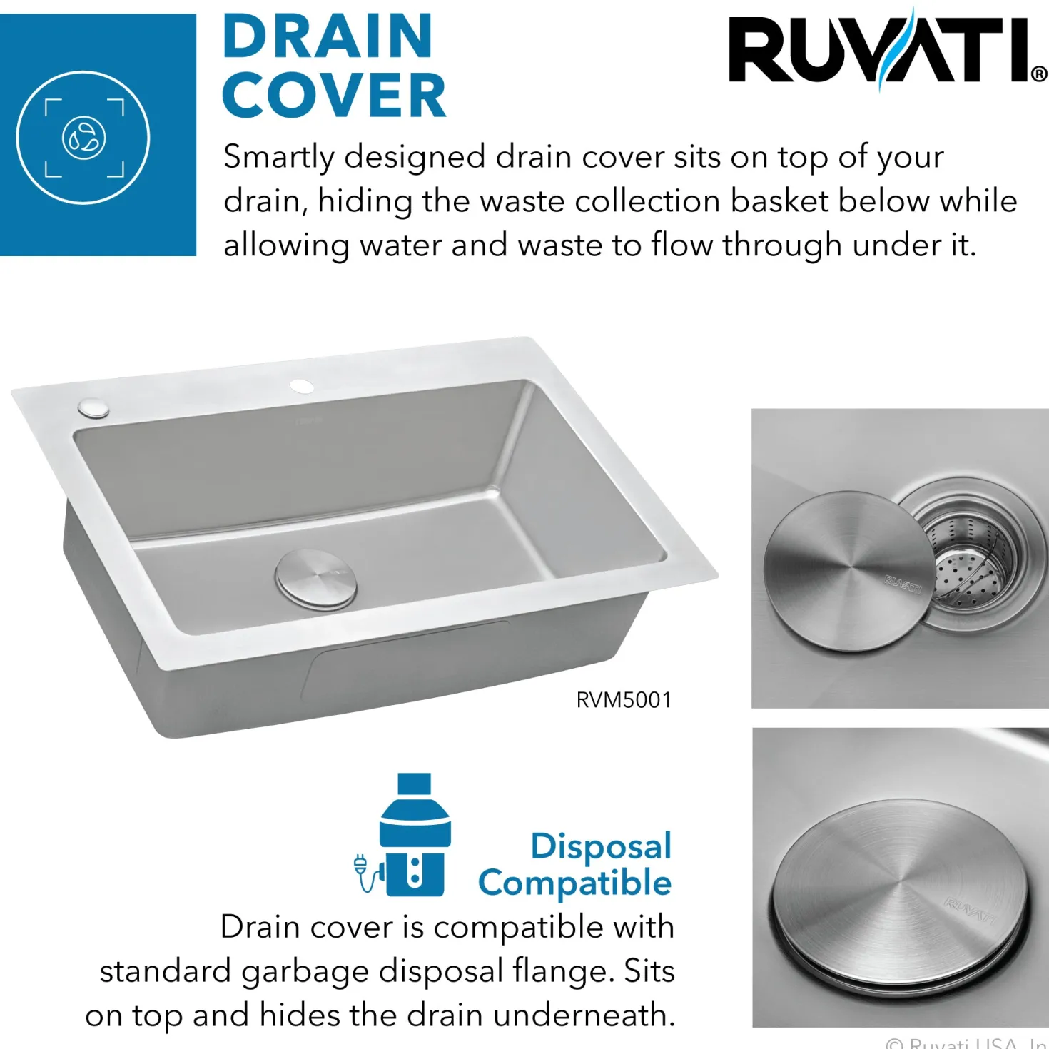 Ruvati 33" x 22" Topmount 16 Gauge Stainless Steel Kitchen Sink