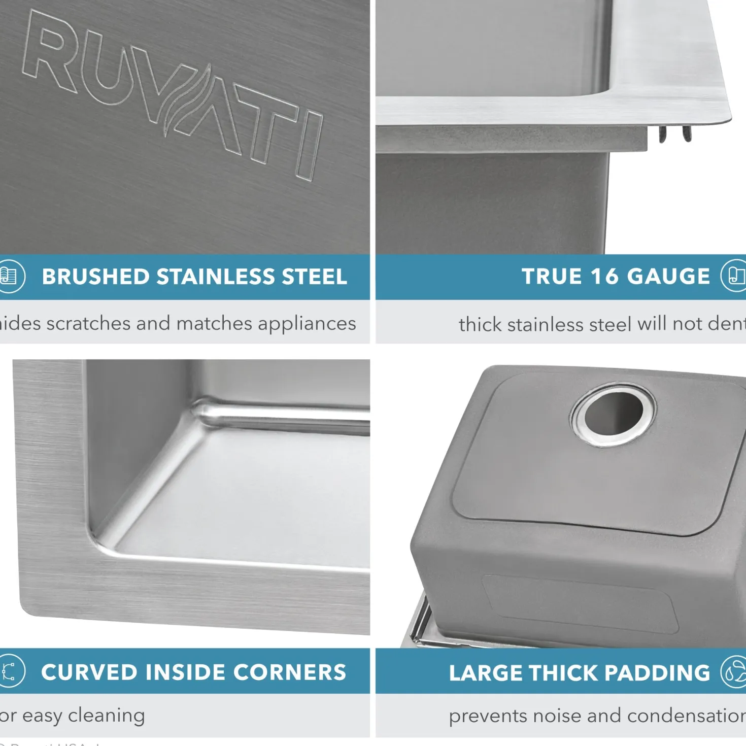Ruvati 33" x 22" Topmount 16 Gauge Stainless Steel Kitchen Sink