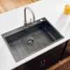 Ruvati 33" x 22" Topmount Gunmetal Stainless Steel Kitchen Sink 16 Gauge Single Bowl