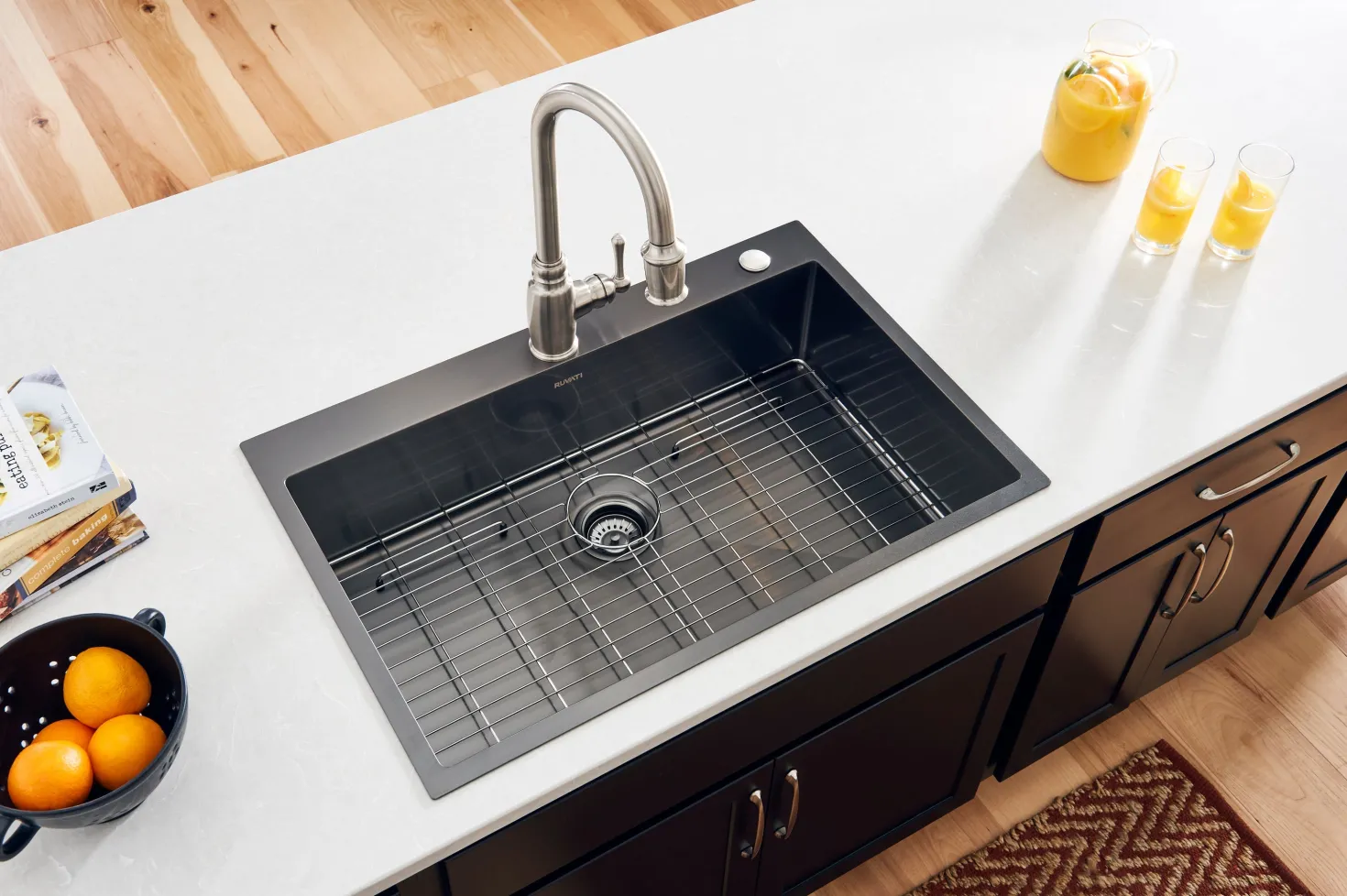 Ruvati 33" x 22" Topmount Gunmetal Stainless Steel Kitchen Sink 16 Gauge Single Bowl