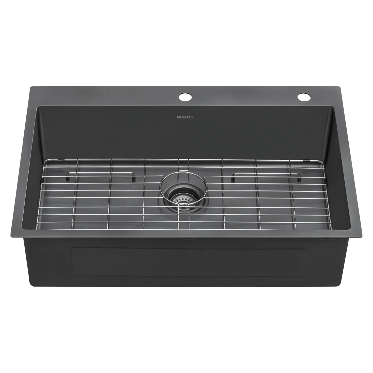 Ruvati 33" x 22" Topmount Gunmetal Stainless Steel Kitchen Sink 16 Gauge Single Bowl