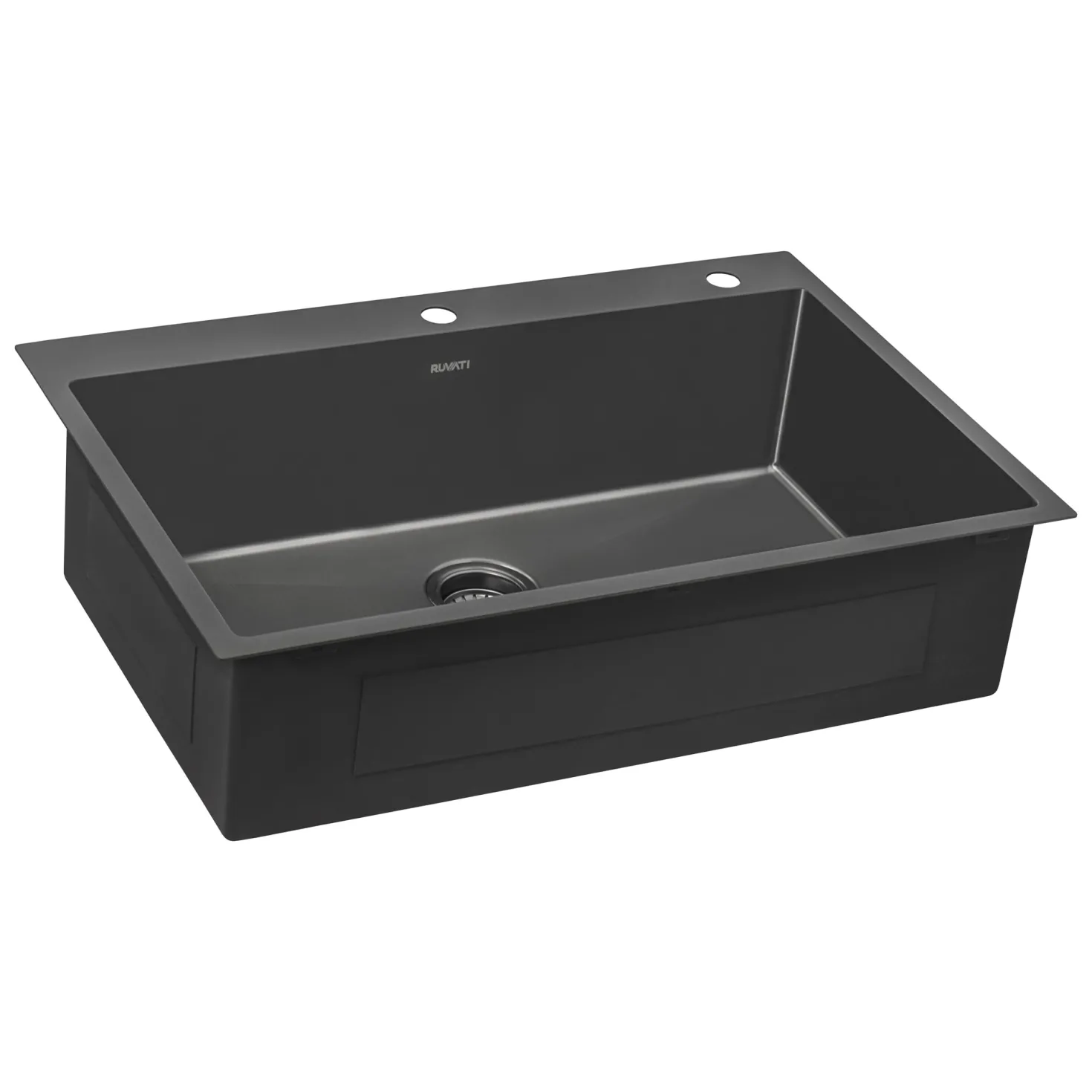 Ruvati 33" x 22" Topmount Gunmetal Stainless Steel Kitchen Sink 16 Gauge Single Bowl