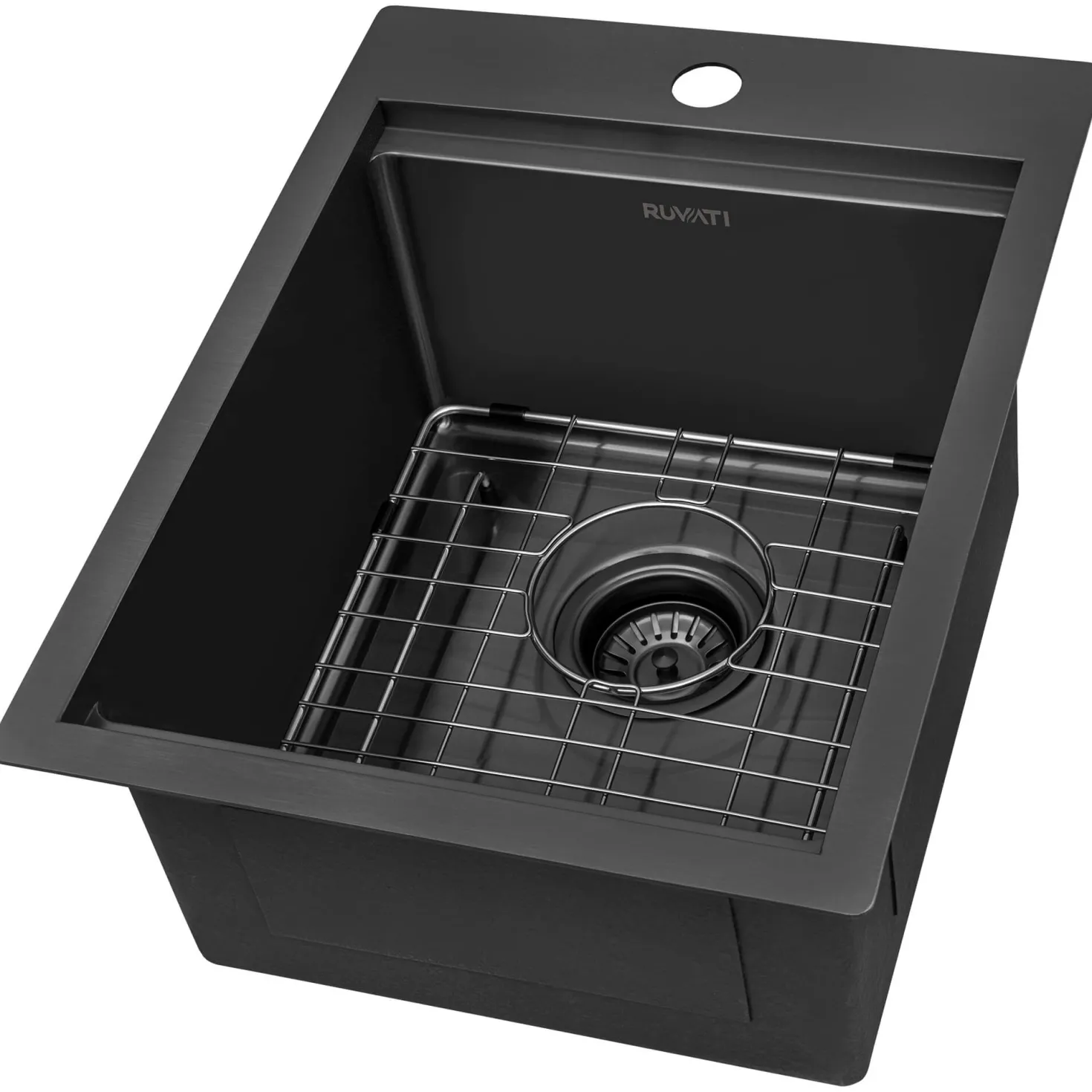 Ruvati 15" x 20" Topmount Gunmetal Stainless Workstation Bar Sink