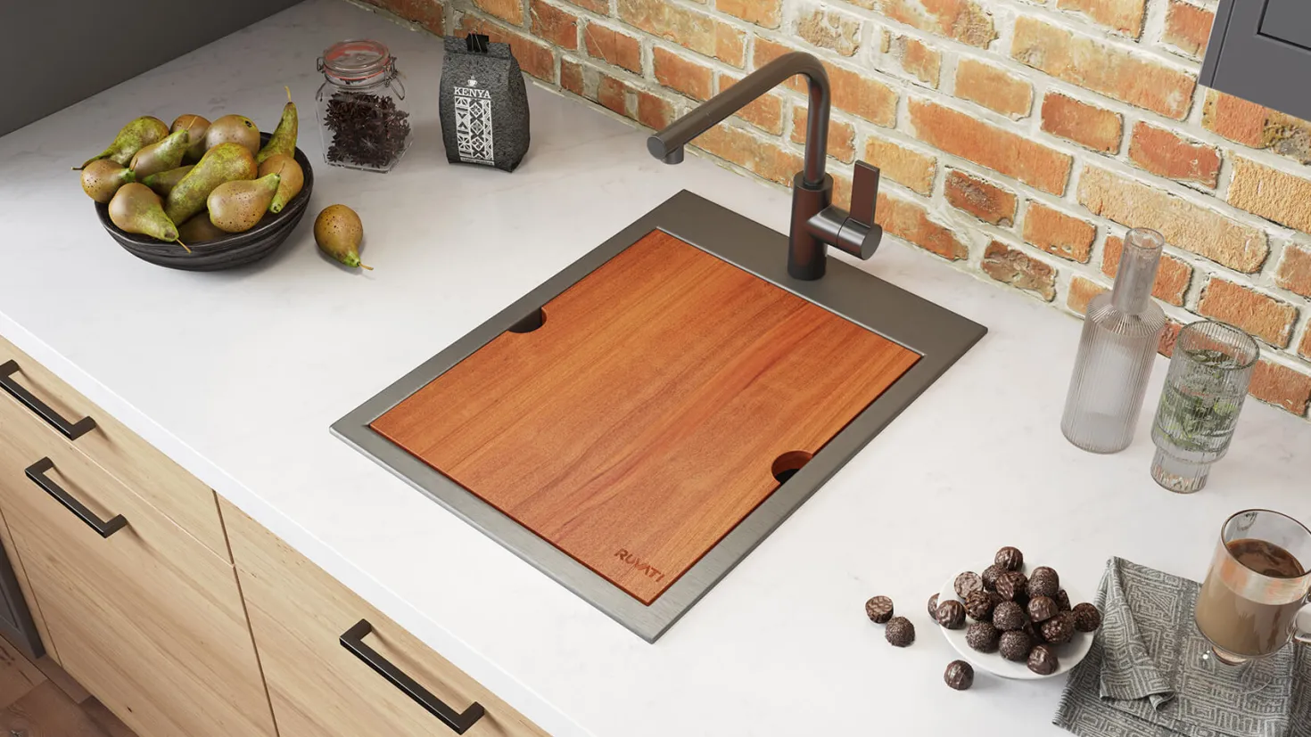 Ruvati 15" x 20" Topmount Gunmetal Stainless Workstation Bar Sink