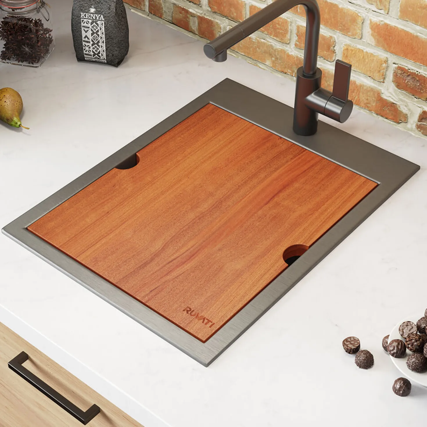 Ruvati 15" x 20" Topmount Gunmetal Stainless Workstation Bar Sink