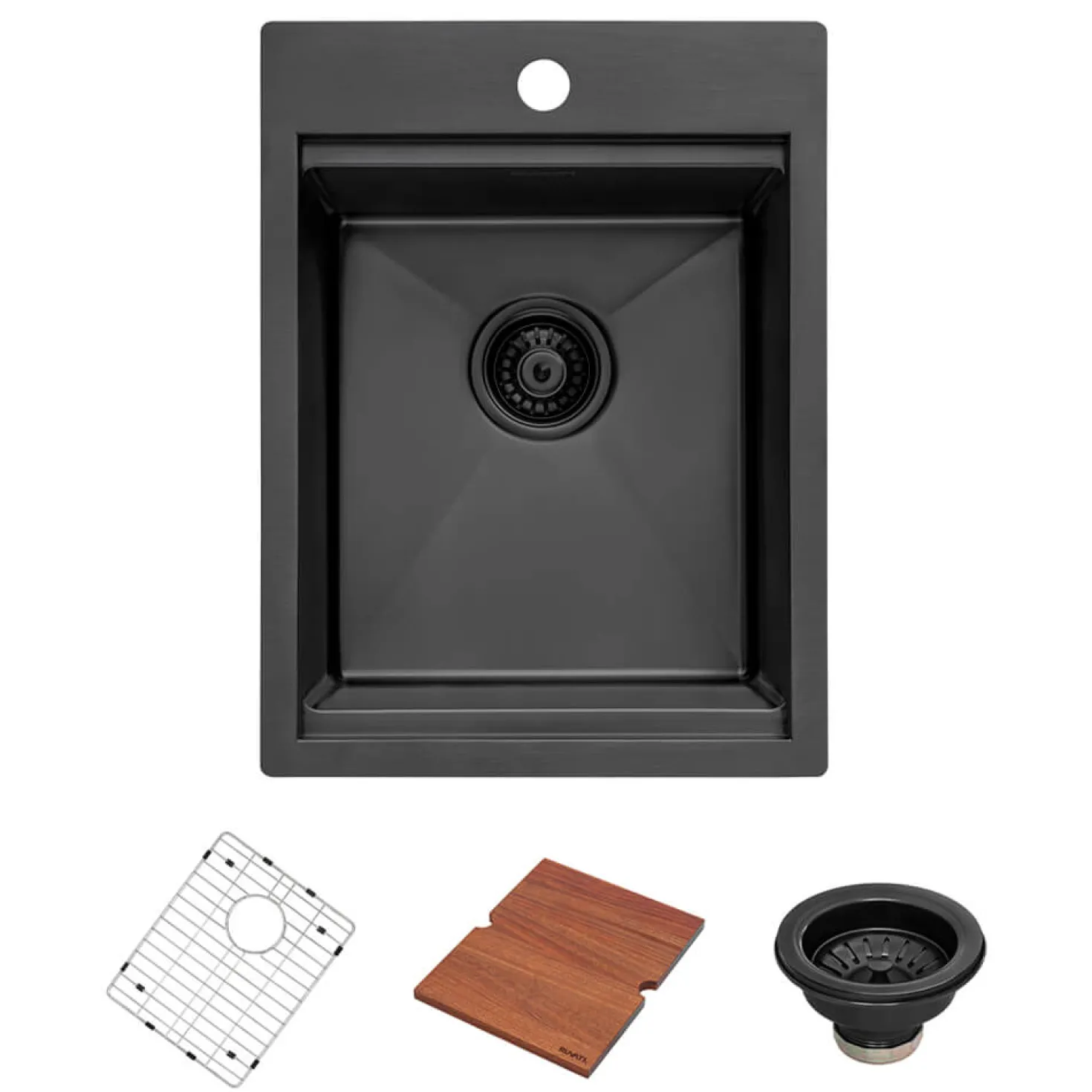 Ruvati 15" x 20" Topmount Gunmetal Stainless Workstation Bar Sink