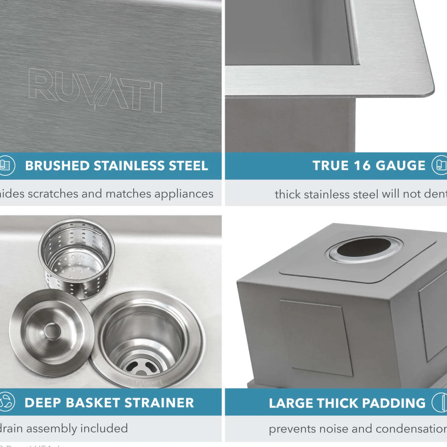Ruvati 21" x 20" Topmount Laundry Utility Workstation Sink | 12" Deep