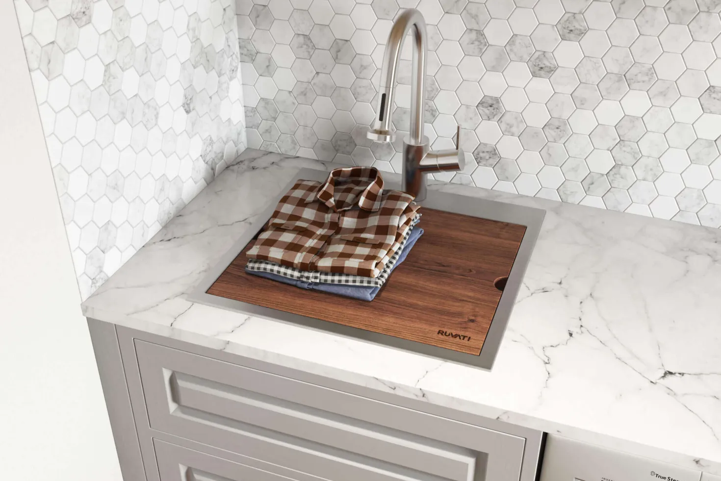Ruvati 21" x 20" Topmount Laundry Utility Workstation Sink | 12" Deep