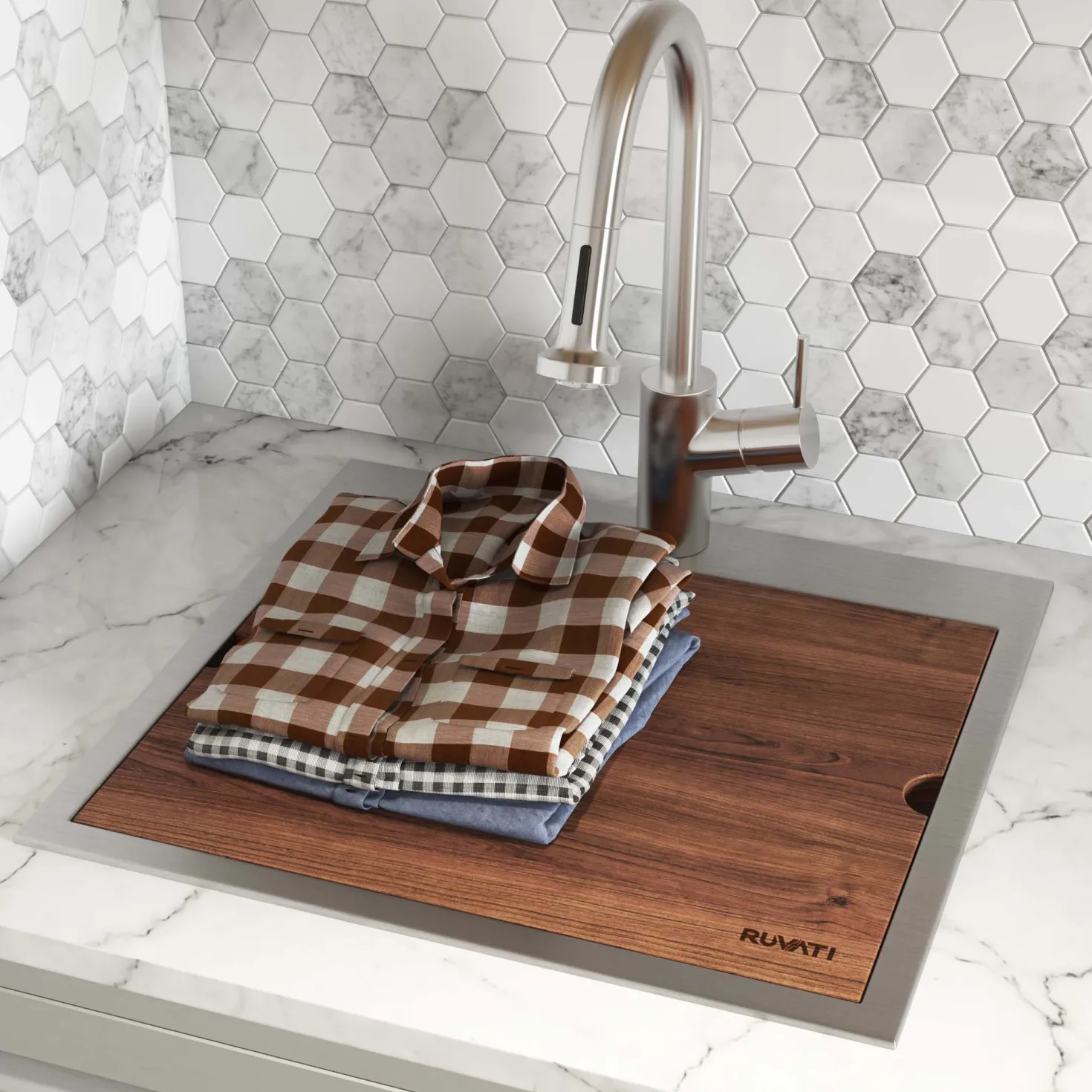Ruvati 21" x 20" Topmount Laundry Utility Workstation Sink | 12" Deep