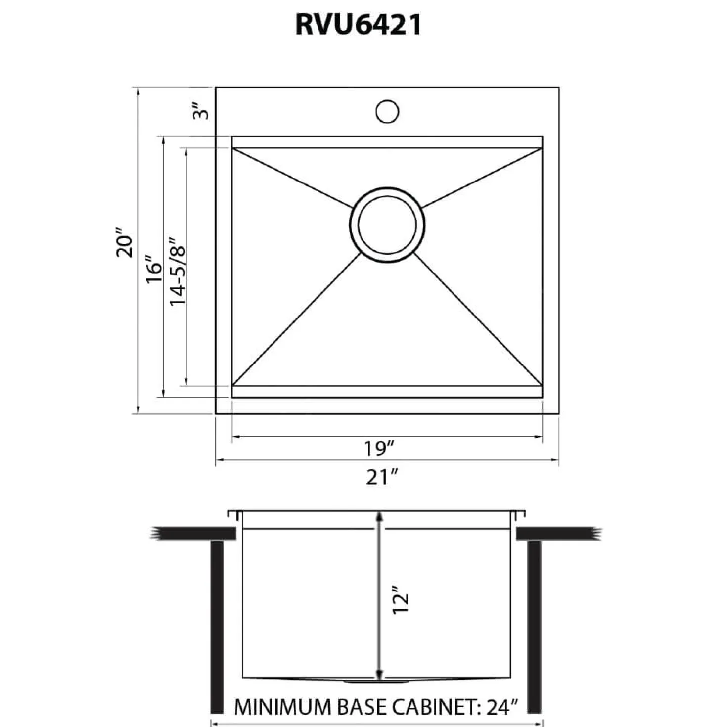 Ruvati 21" x 20" Topmount Laundry Utility Workstation Sink | 12" Deep