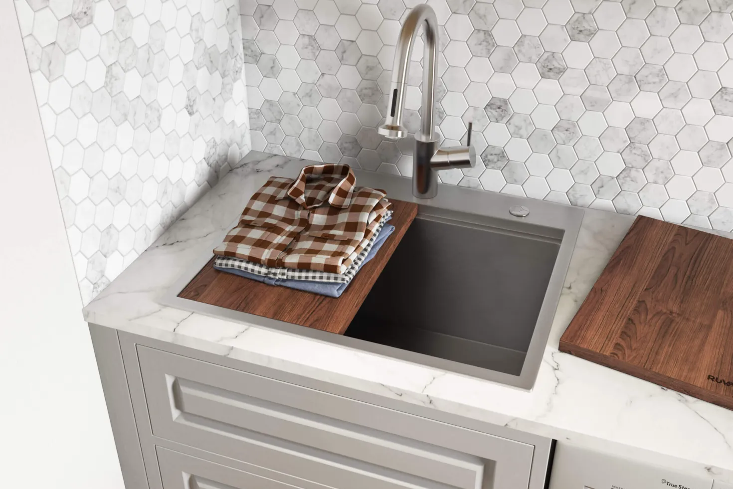 Ruvati 21" x 20" Topmount Laundry Utility Workstation Sink | 12" Deep