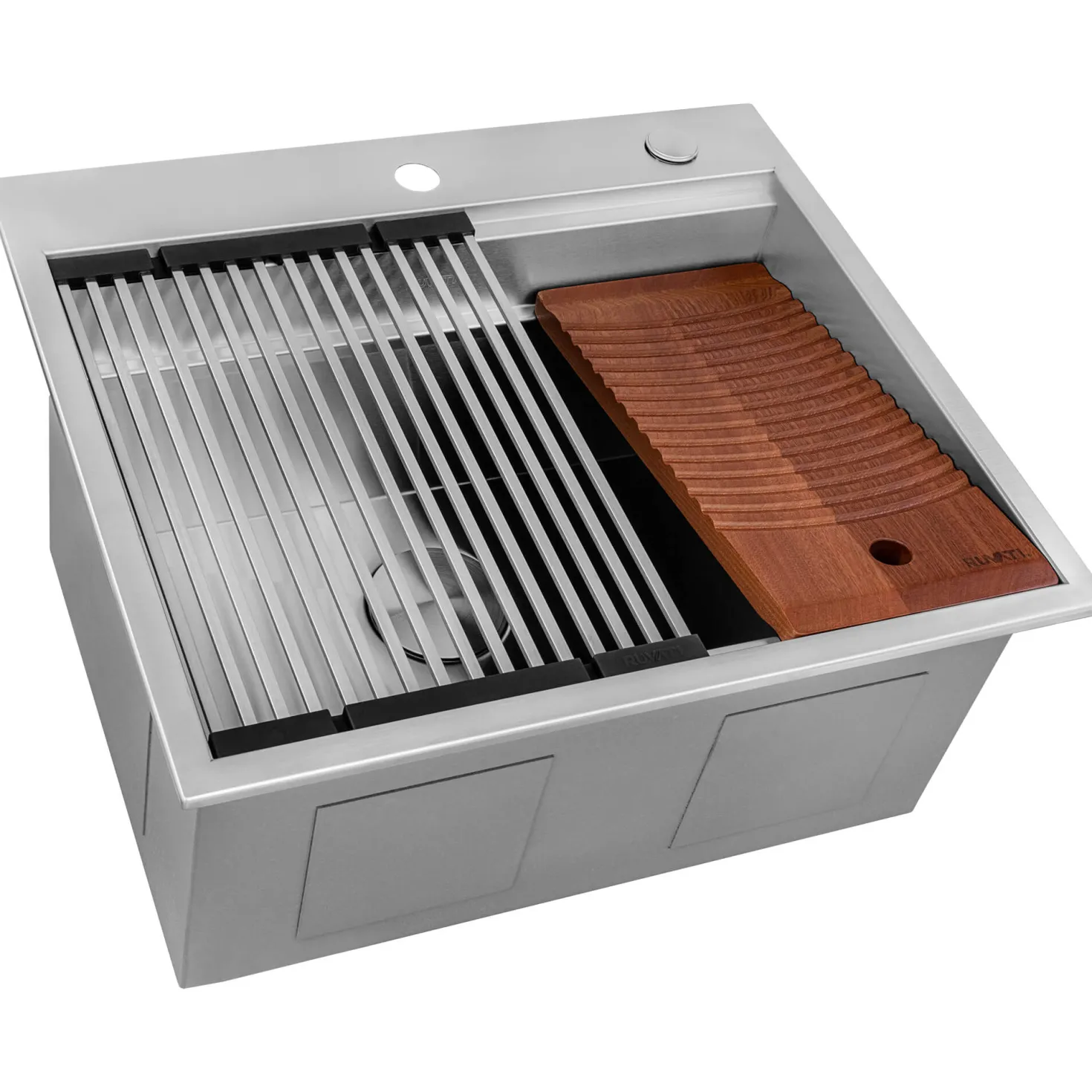Ruvati 25" x 22" Topmount Laundry Workstation Sink 12" Deep with Washboard
