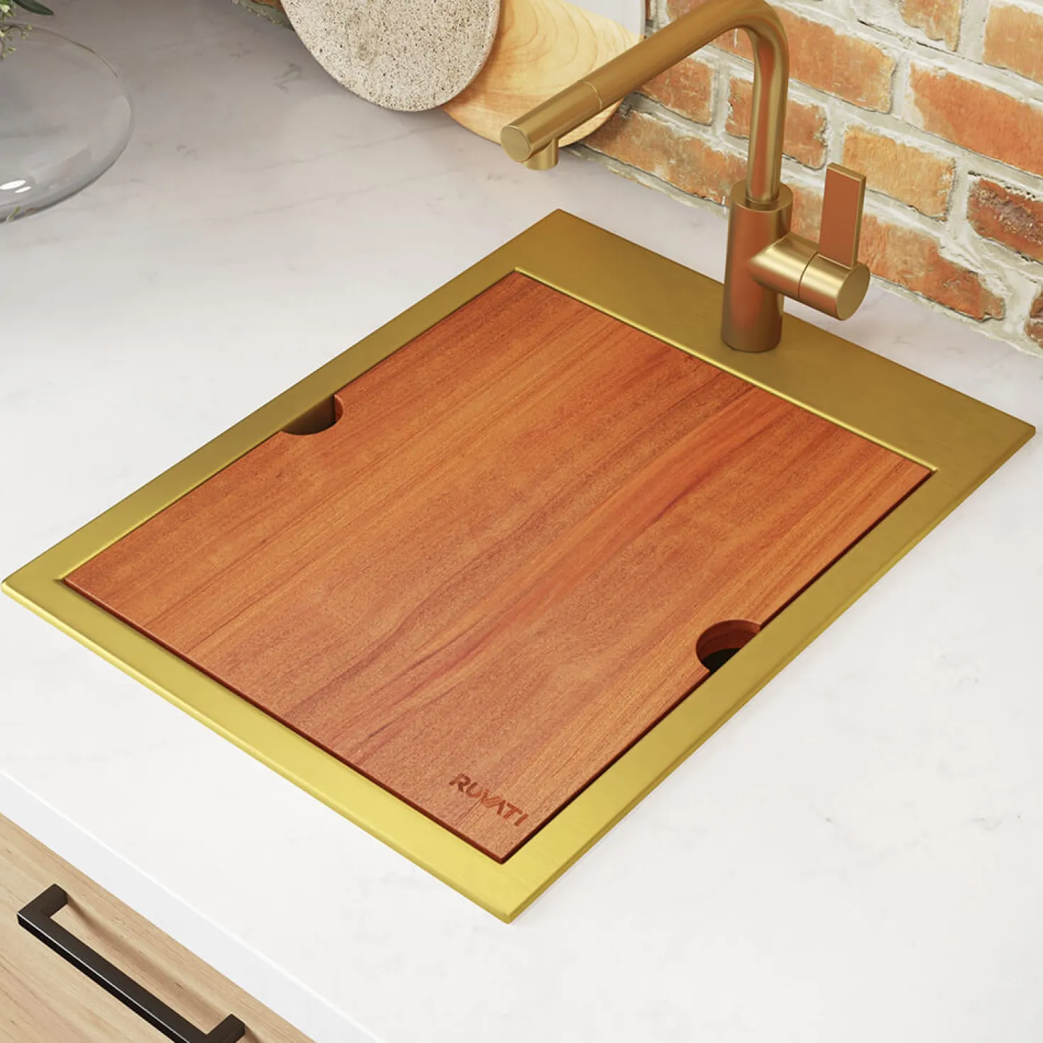 Ruvati 15" x 20" Topmount Matte Gold Stainless Steel Workstation Bar Sink