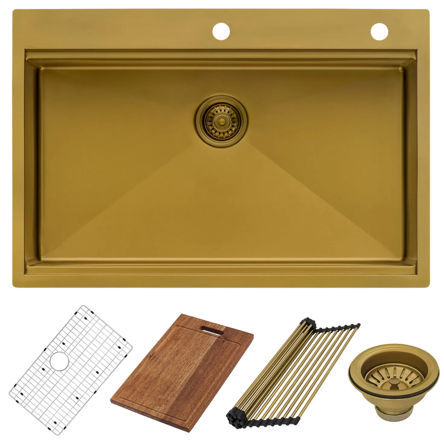 Ruvati 33" x 22" Topmount Workstation Matte Gold Stainless Kitchen Sink