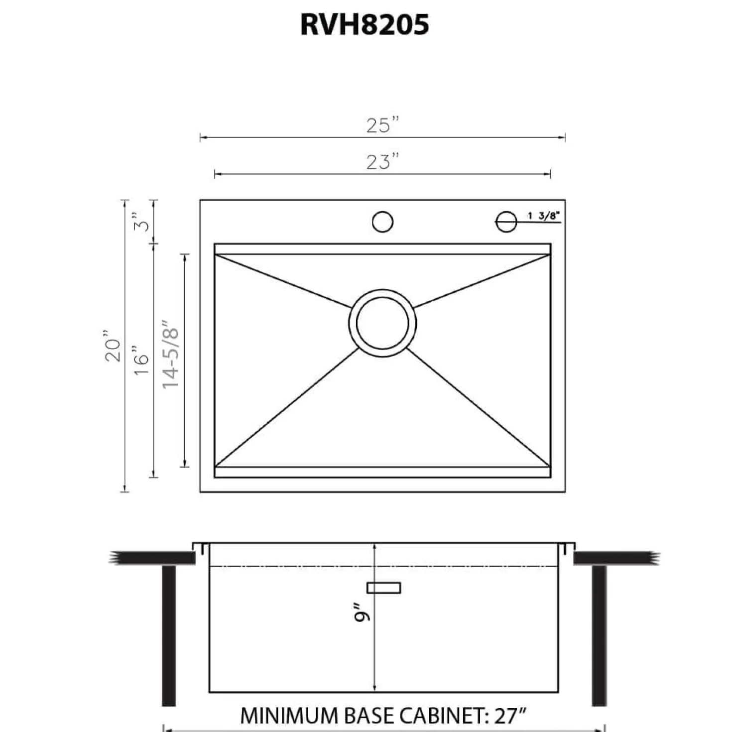 Ruvati 25" x 20" Topmount Workstation Kitchen Sink