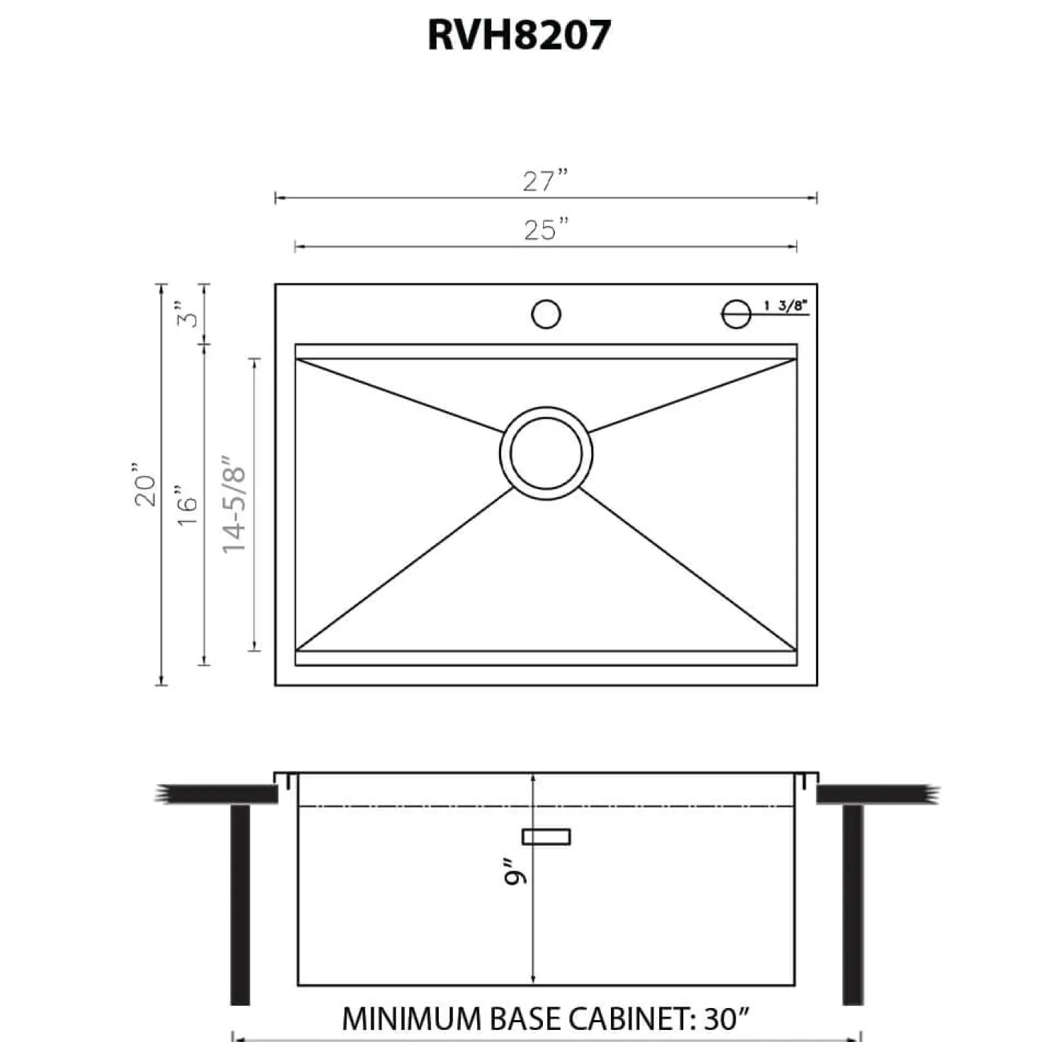 Ruvati 27" x 20" Topmount Workstation Kitchen Sink