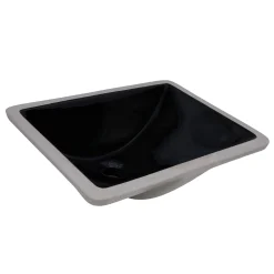 Ruvati 21" x 15" Undermount Bathroom Sink Black Rectangular Porcelain Ceramic with Overflow