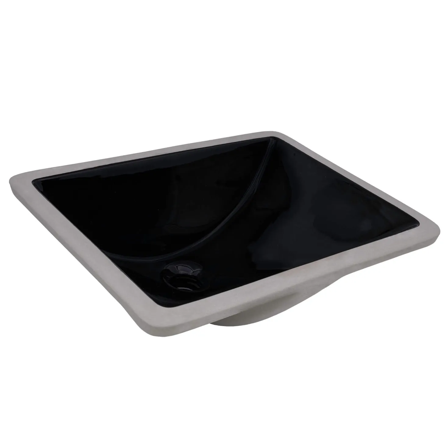 Ruvati 21" x 15" Undermount Bathroom Sink Black Rectangular Porcelain Ceramic with Overflow