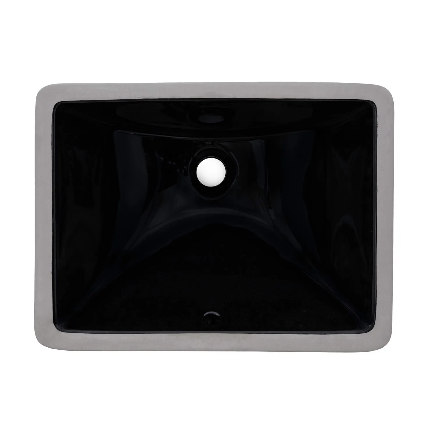 Ruvati 21" x 15" Undermount Bathroom Sink Black Rectangular Porcelain Ceramic with Overflow