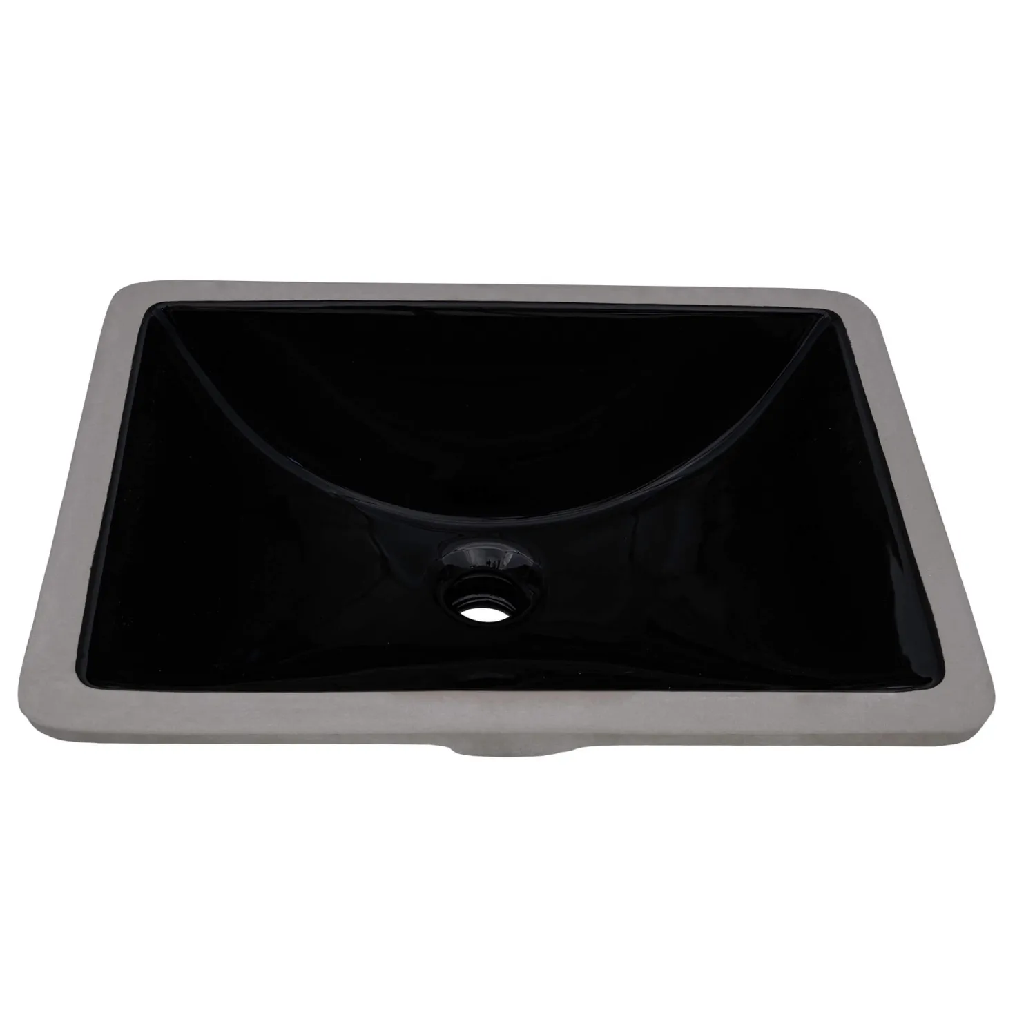 Ruvati 21" x 15" Undermount Bathroom Sink Black Rectangular Porcelain Ceramic with Overflow