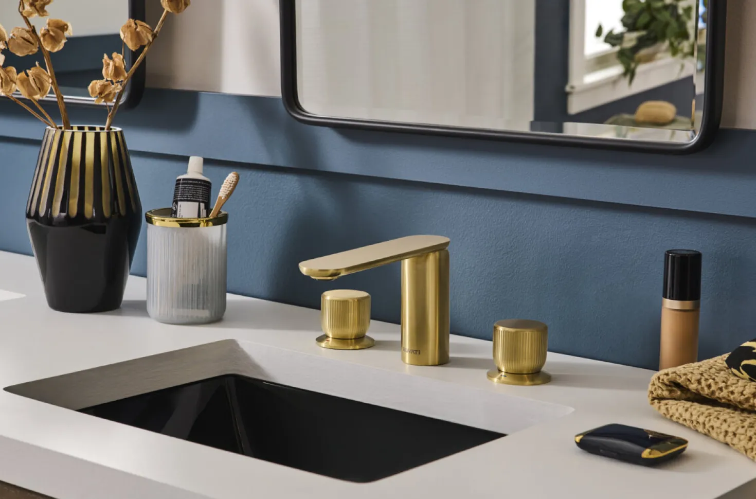 Ruvati 21" x 15" Undermount Bathroom Sink Black Rectangular Porcelain Ceramic with Overflow