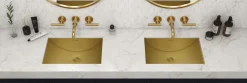 Ruvati 20" x 14" Undermount Brushed Gold Rectangular Stainless Steel Bathroom Sink