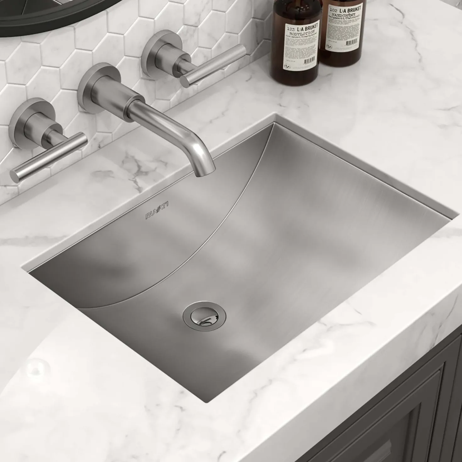 Ruvati 18" x 13" Undermount Brushed Stainless Steel Rectangular Bathroom Sink