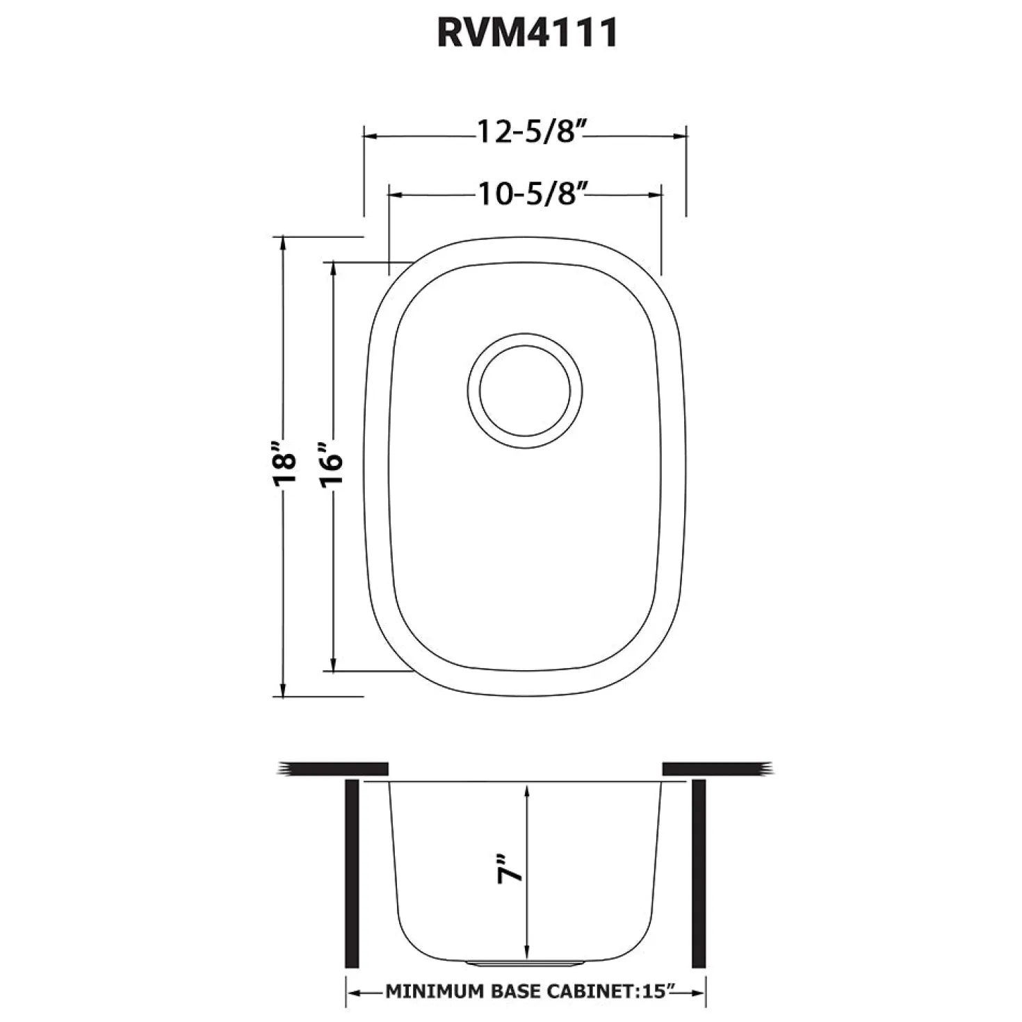 Ruvati 12 x 18" Undermount 16 Gauge Stainless Steel Bar Prep Sink