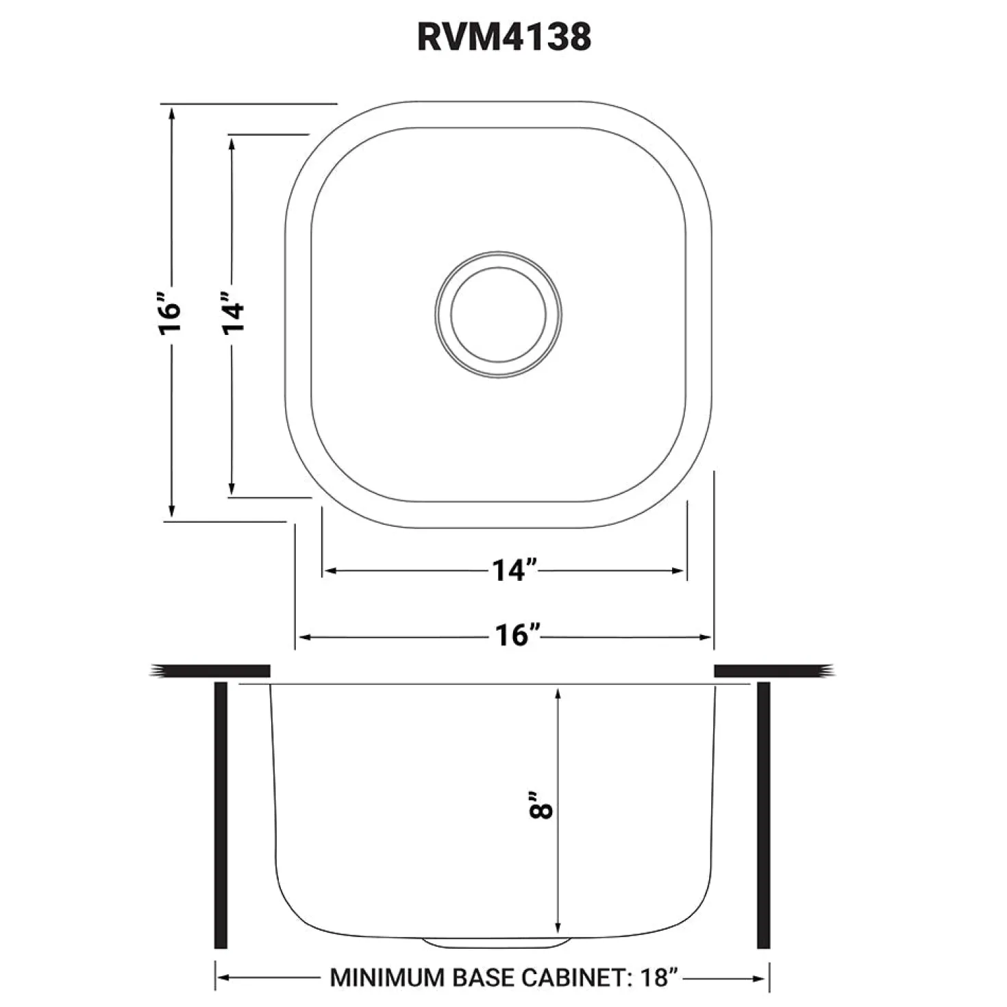 Ruvati 16 x 16" Undermount 16 Gauge Stainless Steel Bar Prep Sink