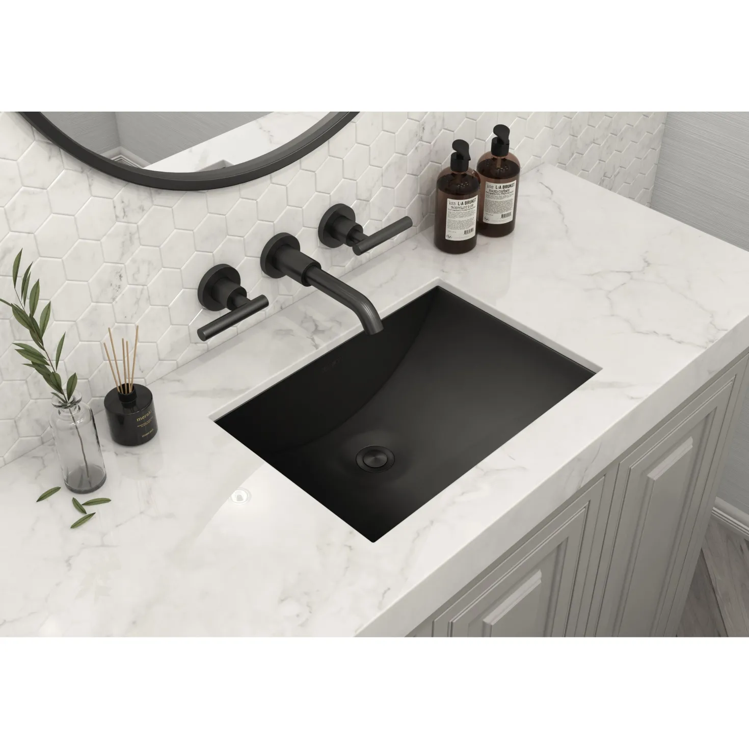 Ruvati 18" x 13" Undermount Gunmetal Rectangular Stainless Steel Bathroom Sink