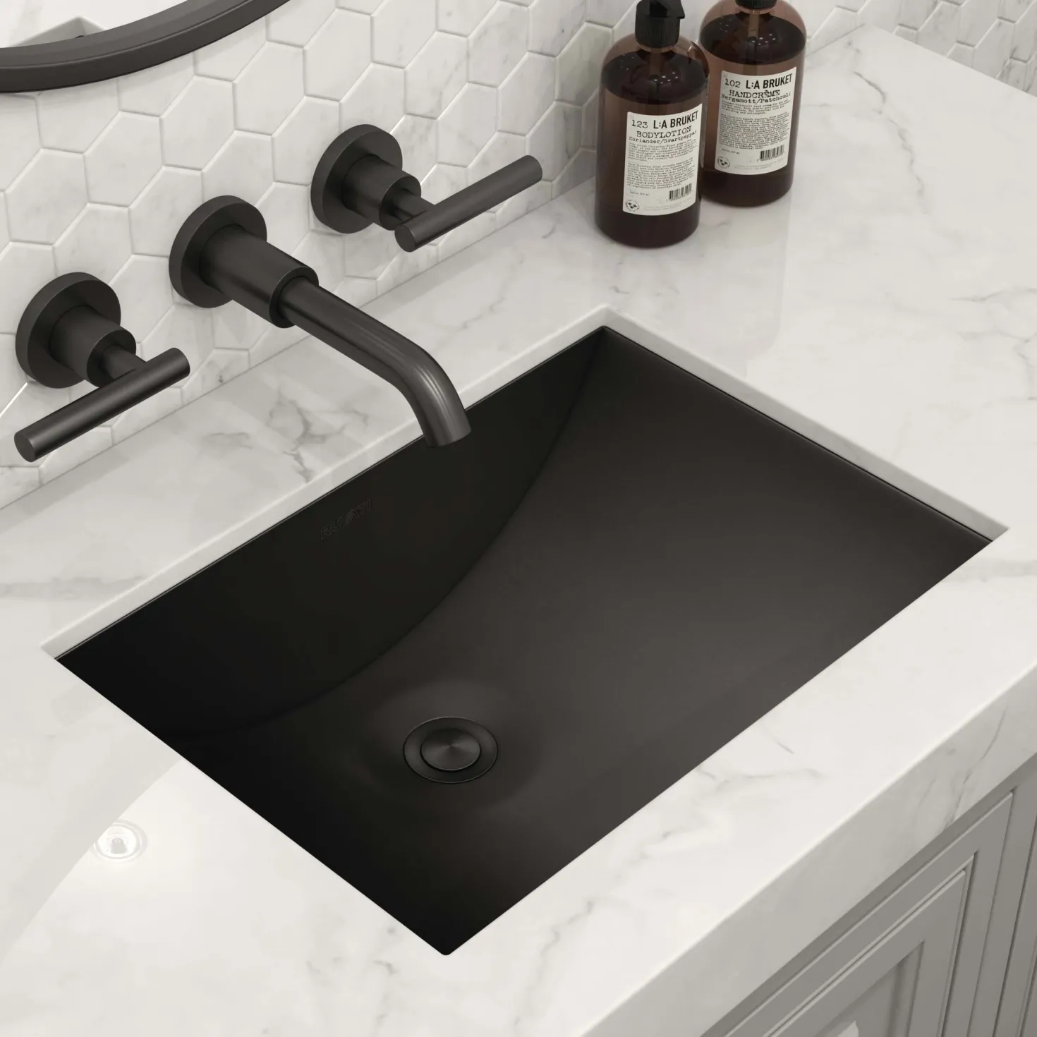 Ruvati 18" x 13" Undermount Gunmetal Rectangular Stainless Steel Bathroom Sink