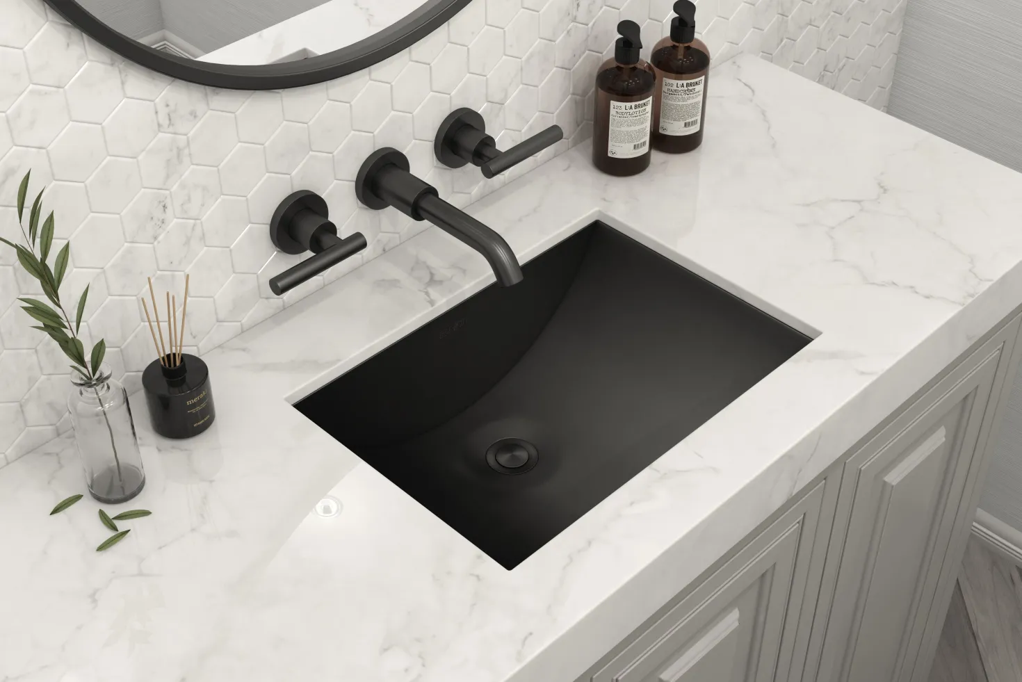 Ruvati 20" x 14" Undermount Gunmetal Rectangular Stainless Steel Bathroom Sink