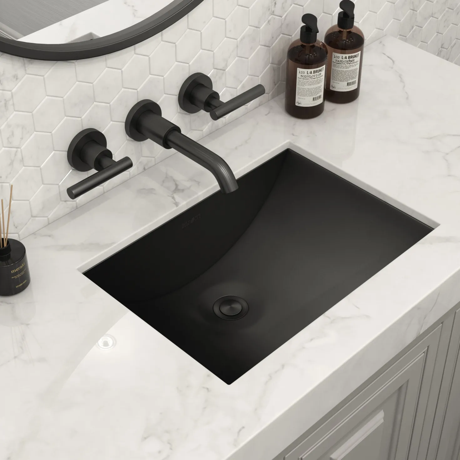 Ruvati 20" x 14" Undermount Gunmetal Rectangular Stainless Steel Bathroom Sink