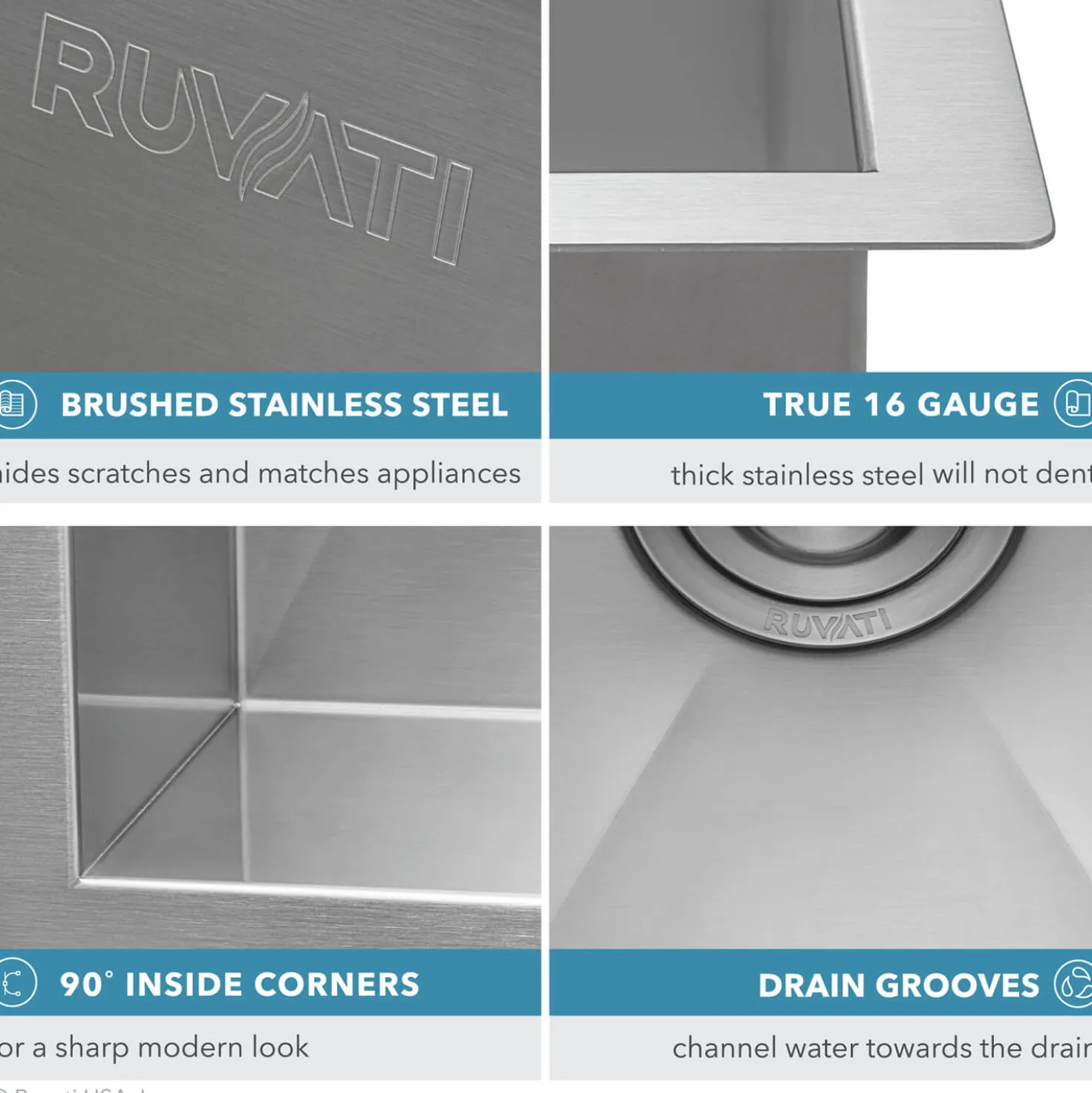 Ruvati 21" x 19" Undermount Laundry Utility Workstation Sink | 12" Deep