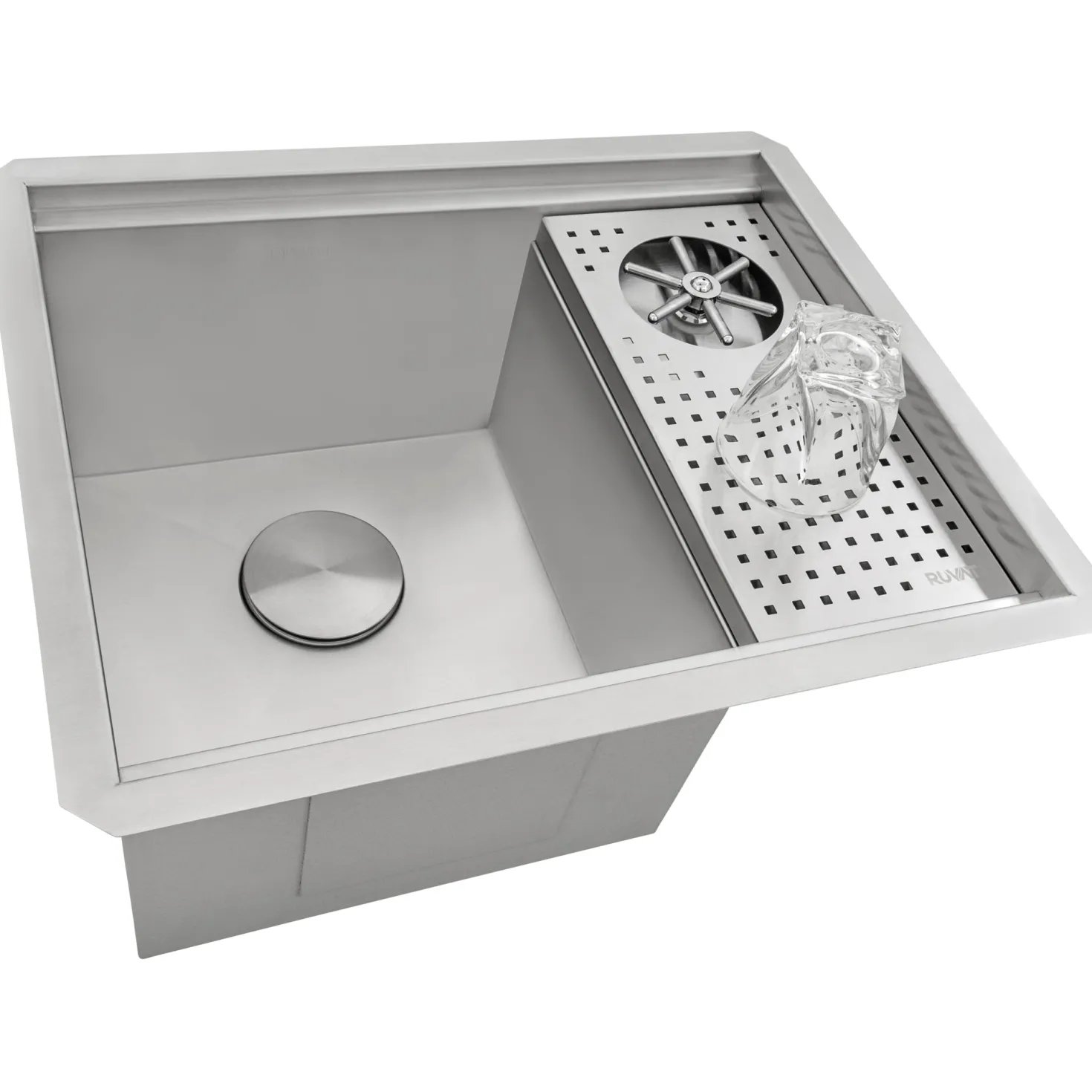 Ruvati 22" x 18" Undermount Workstation Bar Sink and Glass Rinser