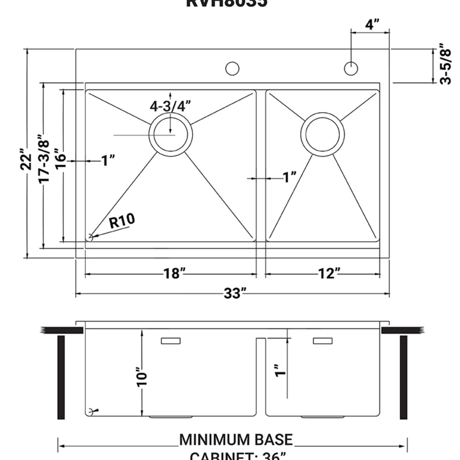 Ruvati 33 x 22" Workstation Drop-in 60/40 Double Bowl Topmount Tight Radius 16 Gauge Stainless Steel Ledge Kitchen Sink