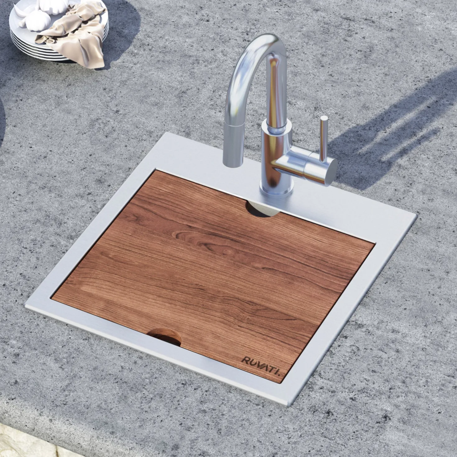 Ruvati 15 x 15" Workstation Drop-in Topmount 16 Gauge Stainless Steel Bar Prep RV Sink
